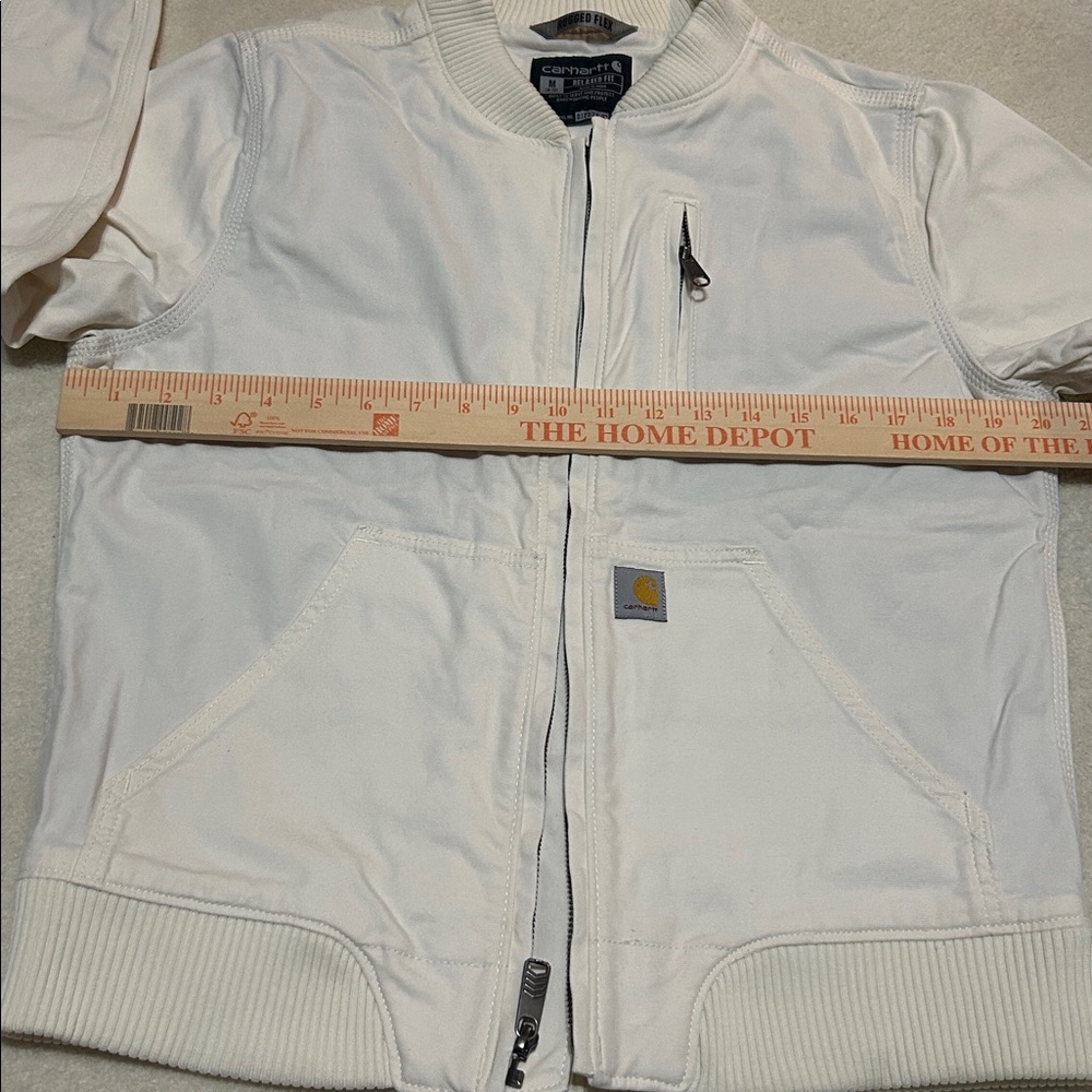Carhartt Cream Bomber Jacket 012524-W size M Like New - Picture 3 of 8